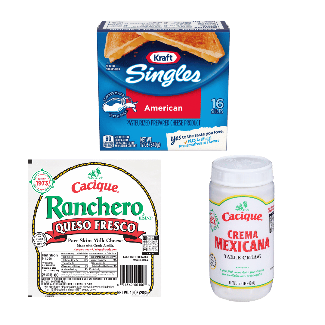Queso Americano Kraft, 12 Oz. o Queso Fresco, 10 Oz. o Crema Ranchero Cacique, 15 Oz. $2.50 c/u