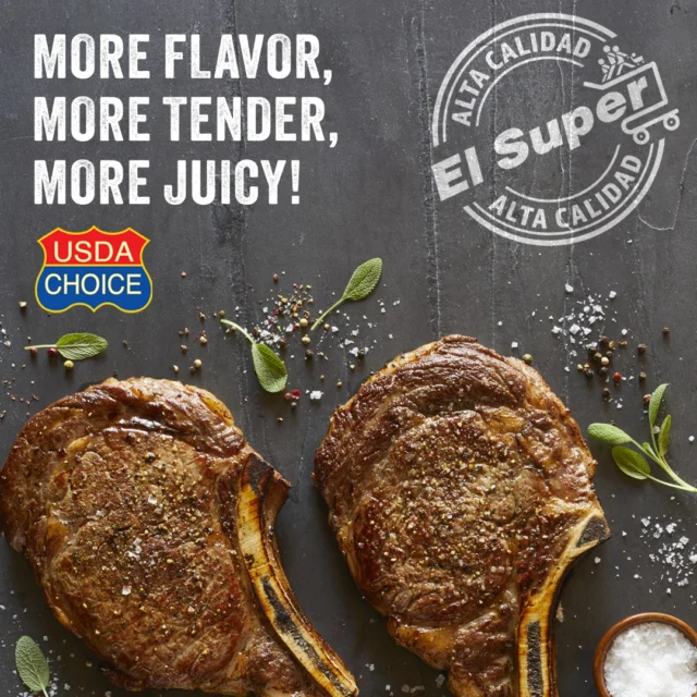 Family dinner just got an upgrade! 🍽️
Our USDA Choice meats are hand-selected for tenderness, juiciness, and flavor. Stop by the meat department and taste the difference!

¡La cena familiar acaba de mejorar! 🍽️
Nuestras carnes USDA Choice son seleccionadas a mano por su terneza, jugosidad y sabor. ¡Visita nuestro departamento de carnes y prueba la diferencia!