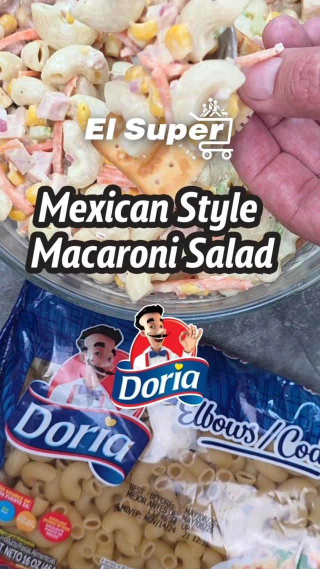 🎉 A Fiesta in Every Bite: Mexican Macaroni Salad 🎉

Ingredients:

1 Can Sweet Corn (15 oz) 🌽
1/2 Red Onion (sliced) 🧅
2 Celery Sticks, finely chopped
3/4 shredded Carrots 🥕
2 serrano peppers (deseeded and finely chopped) 🌶️
1/2 chopped ham 🍖
1/2 tsp salt 🧂
1/4 tsp ground black pepper ⚫
1/4 Cup Mayonnaise 🥄
1/2 Cup Sour Cream 🥛
2 Tbsp Yellow Mustard 🟡
Pickled Jalapeño Juice (to taste) 🥒
8 ounces DORIA Elbow Macaroni Pasta 🍝
Directions:

Cook DORIA Elbow Macaroni Pasta 🍝 according to package directions. Drain and rinse well under cold water to remove excess starch.
In a large bowl 🥣, combine the sliced red onion 🧅, celery, shredded carrots 🥕, deseeded and finely chopped serrano peppers 🌶️, and chopped ham 🍖. Mix well.
Add the mayonnaise 🥄, sour cream 🥛, yellow mustard 🟡, and pickled jalapeño juice (to taste) 🥒. Mix well to combine.
Taste and adjust seasoning with salt 🧂 and pepper ⚫ as needed.